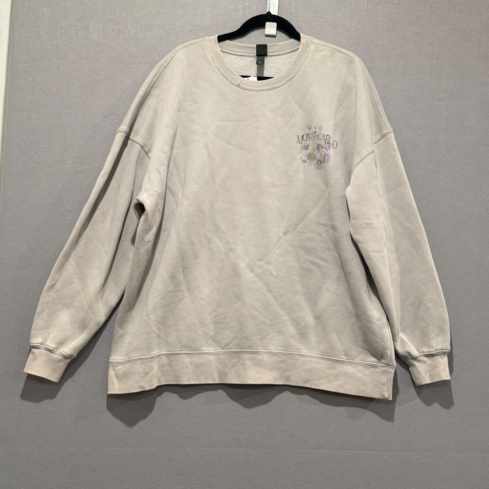 Wild Fable Monte Carlo Graphic Sweatshirt Gray Oversized Fleece Pullover Large